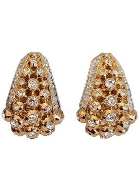 Elizabeth Taylor Avon Clear Baguette Rhinestone Evening Star Clip Earrings, K549